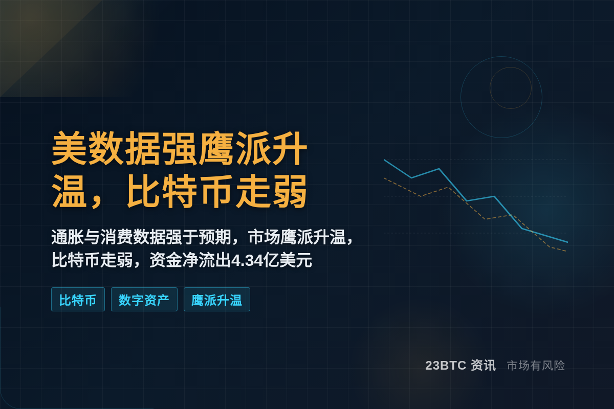 CoinShares：美数据强鹰派升温，比特币走弱