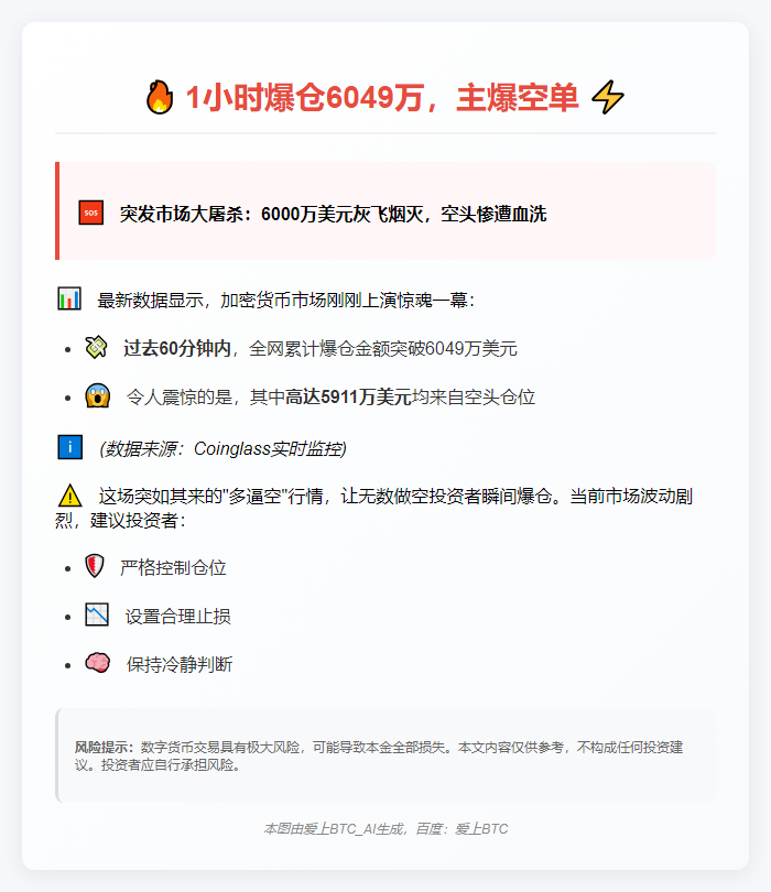 1小时爆仓6049万，主爆空单