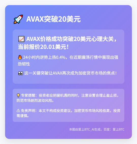 AVAX突破20美元