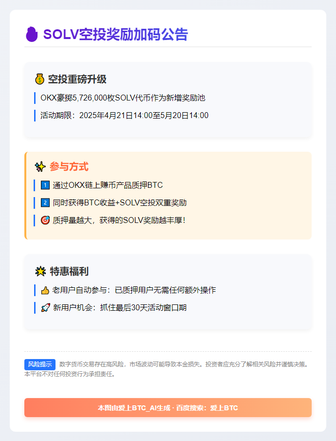 OKX增发SOLV空投奖励