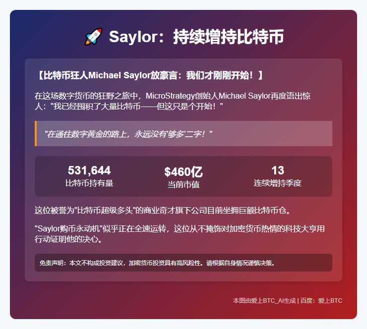 Saylor：持续增持比特币