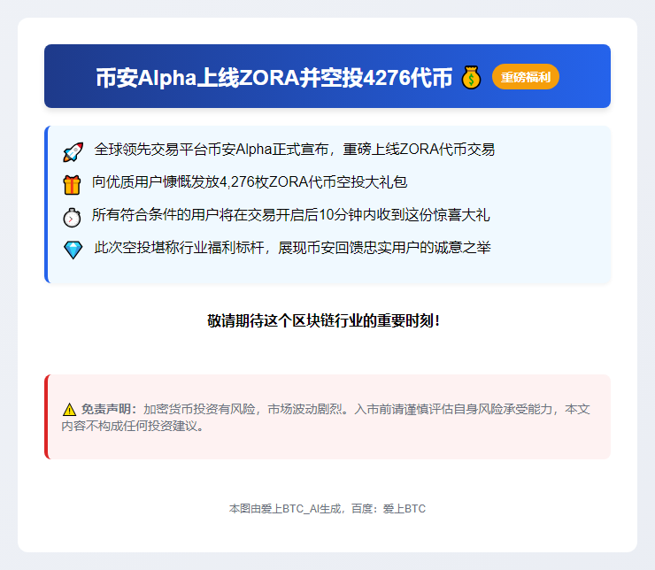 币安Alpha上线ZORA并空投4276代币