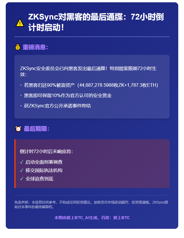 ZKSync重金悬赏被盗资金