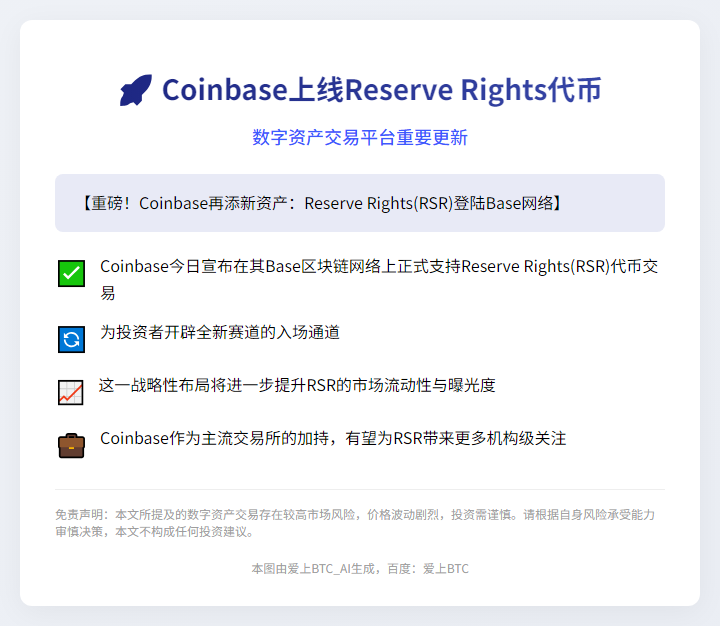 Coinbase上线Reserve Rights代币