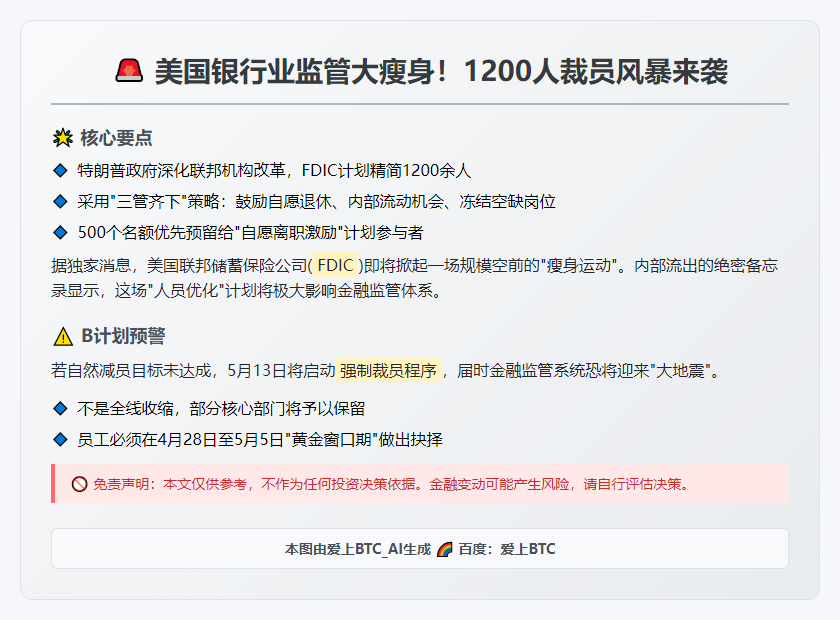 美联邦储蓄保险拟裁员1200人