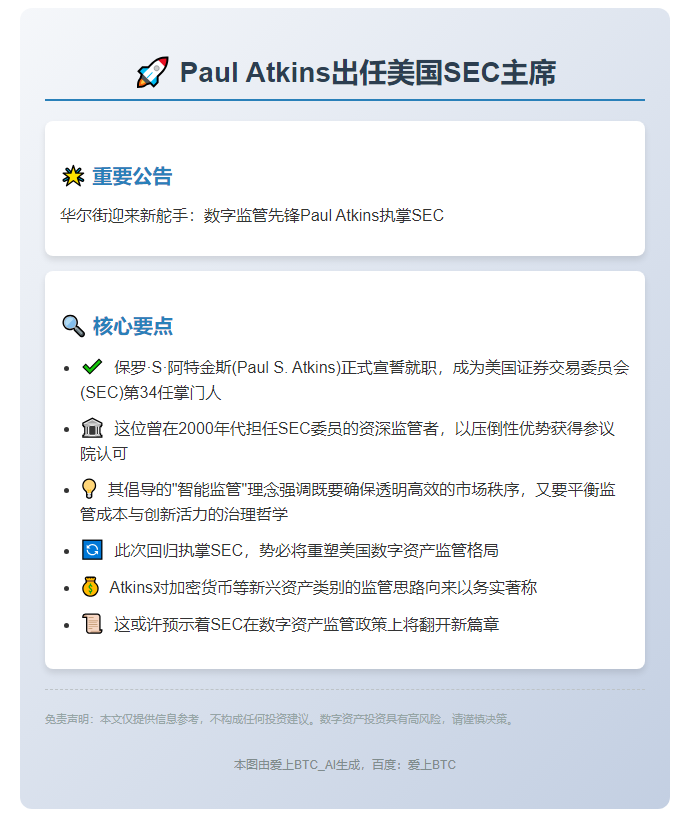 Paul Atkins出任美国SEC主席