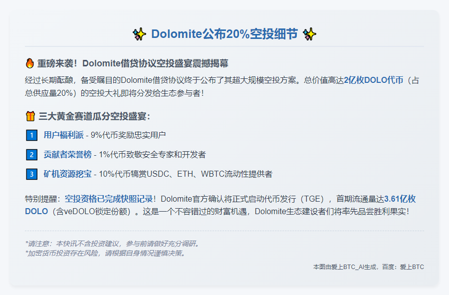Dolomite公布20%空投细节
