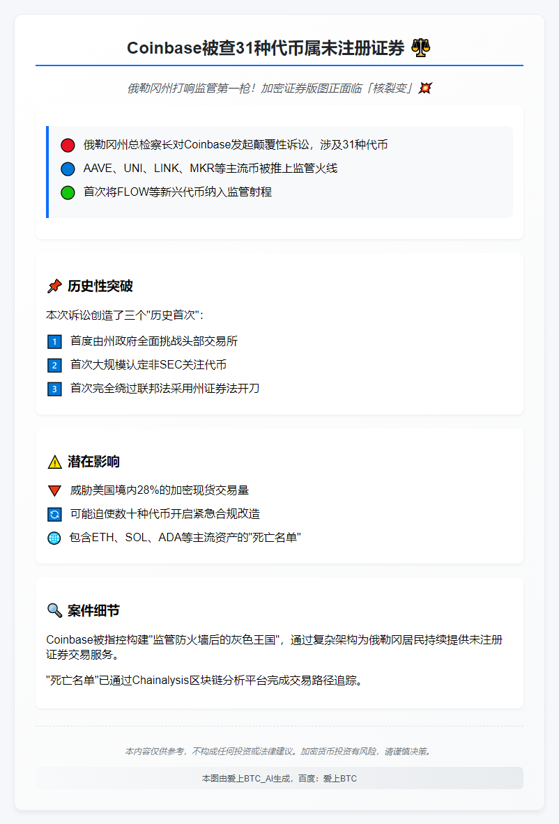 Coinbase被查31种代币属未注册证券
