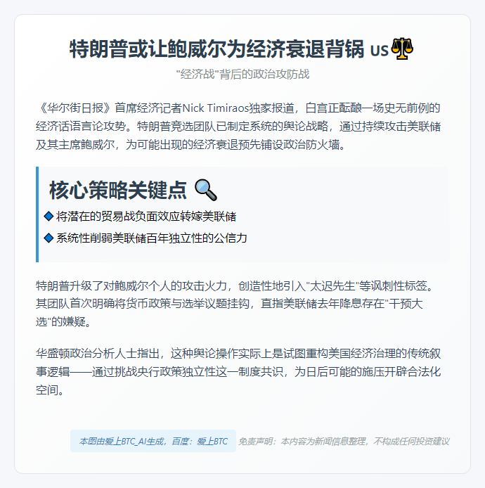 特朗普或让鲍威尔为经济衰退背锅