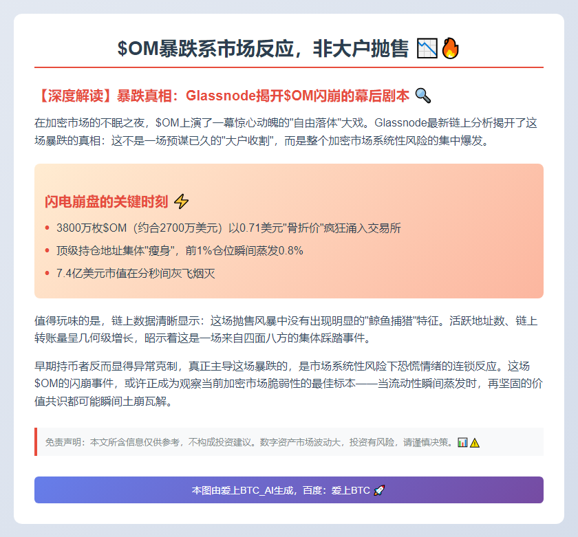 $OM暴跌系市场反应，非大户抛售