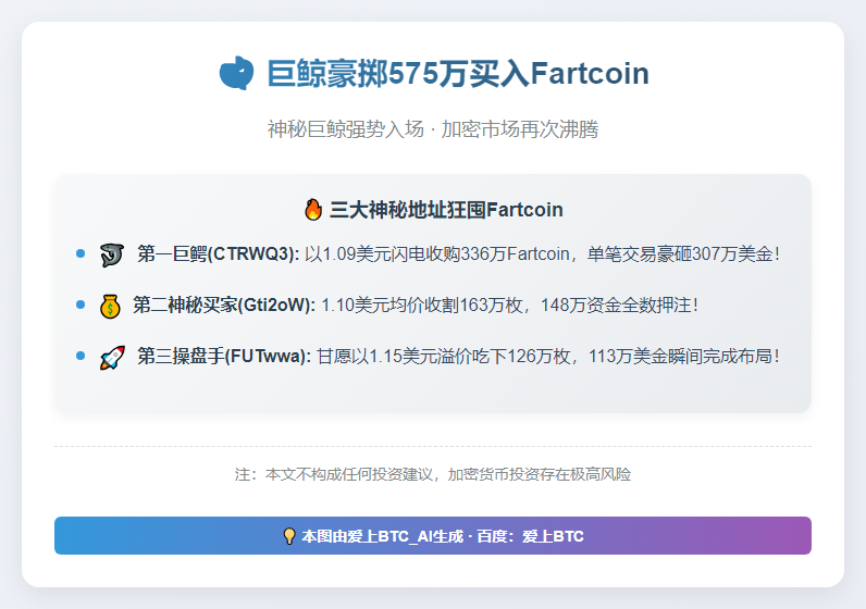 巨鲸豪掷575万买入Fartcoin