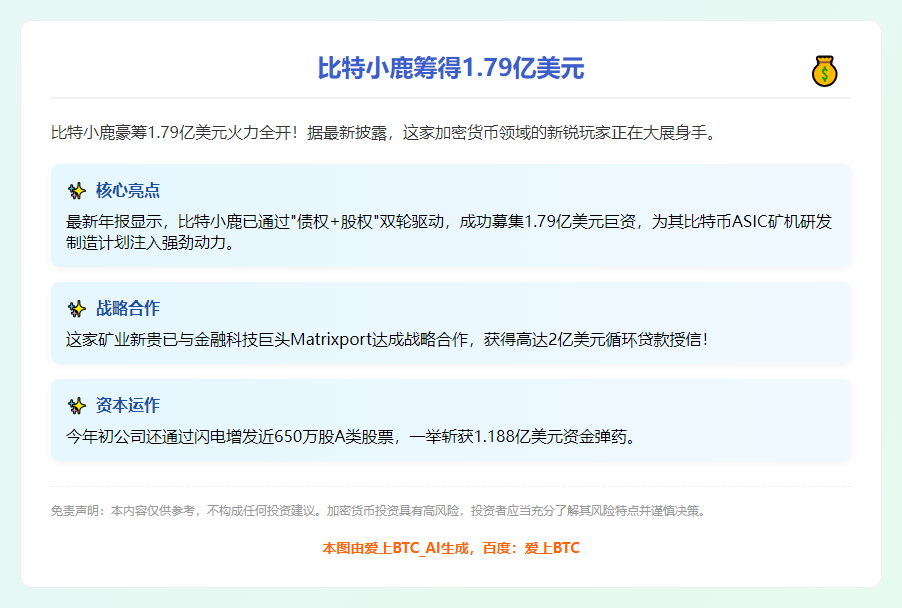 比特小鹿筹得1.79亿美元