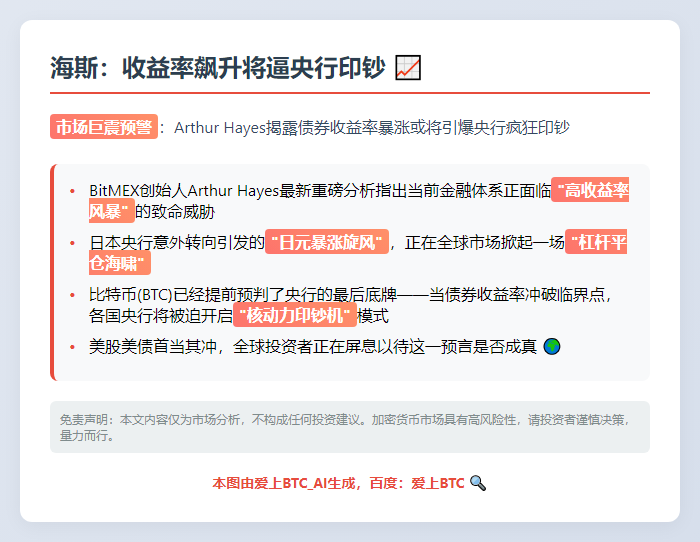 海斯：收益率飙升将逼央行印钞