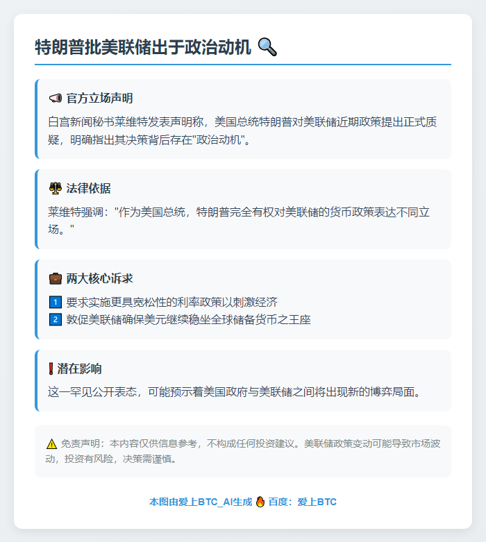 "特朗普批美联储出于政治动机"