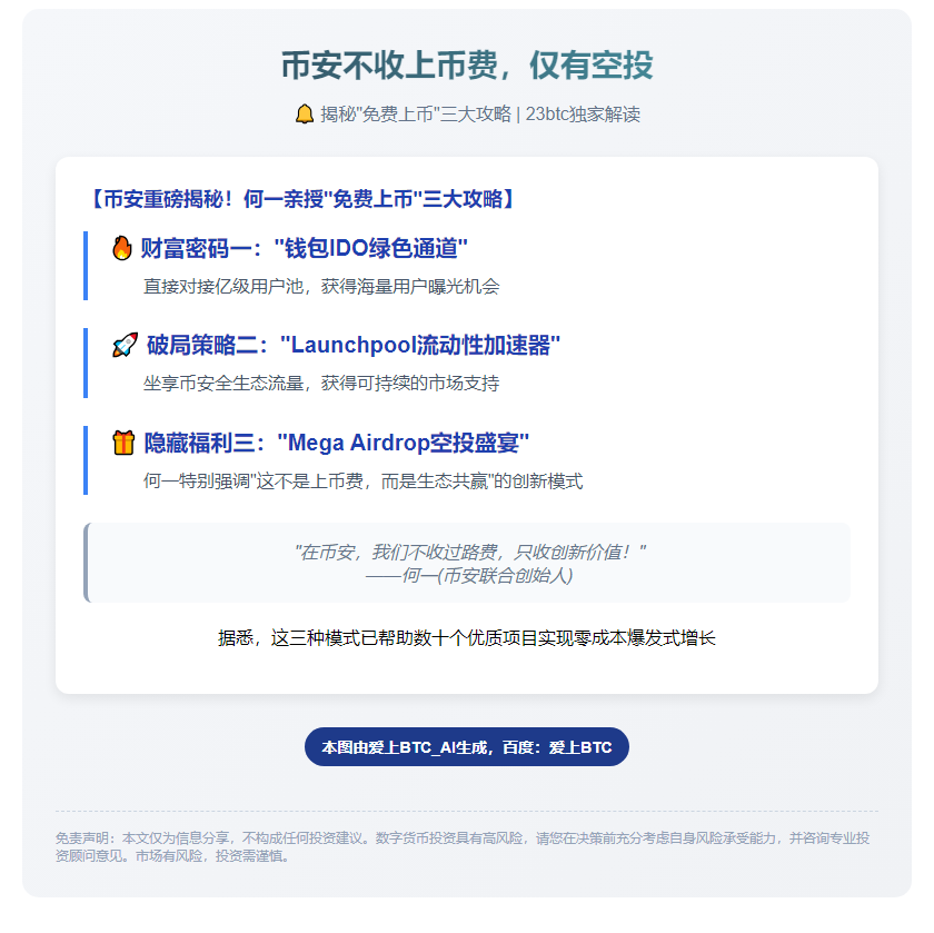 币安不收上币费，仅有空投