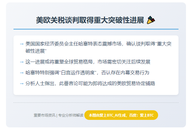 欧关税谈判获重大进展