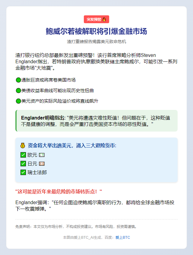 渣打：解职鲍威尔或利空美元利好避险