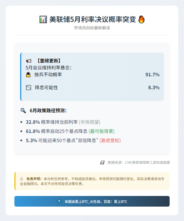 5月美联储维持利率概率降至91.7%