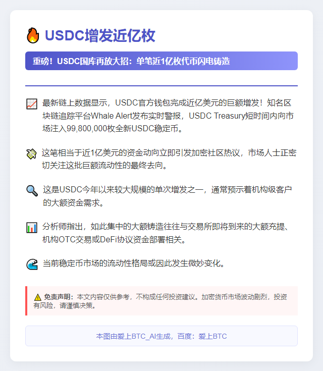 USDC增发近亿枚