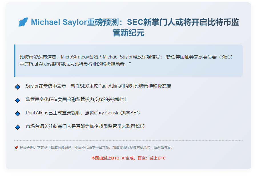 Michael Saylor：美SEC主席看好比特币