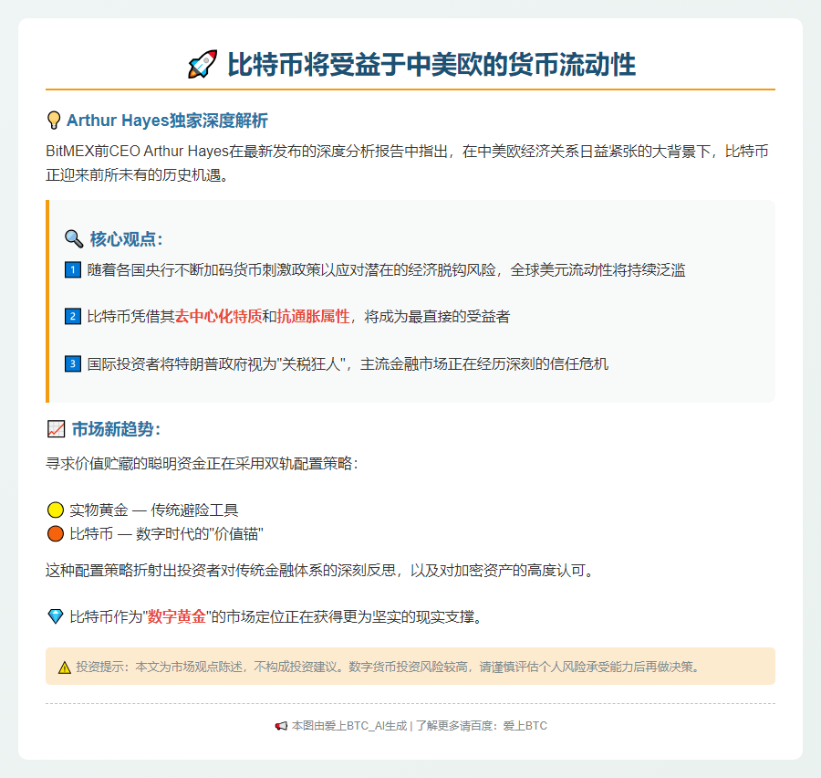 比特币将受益于中美脱欧的货币流动性