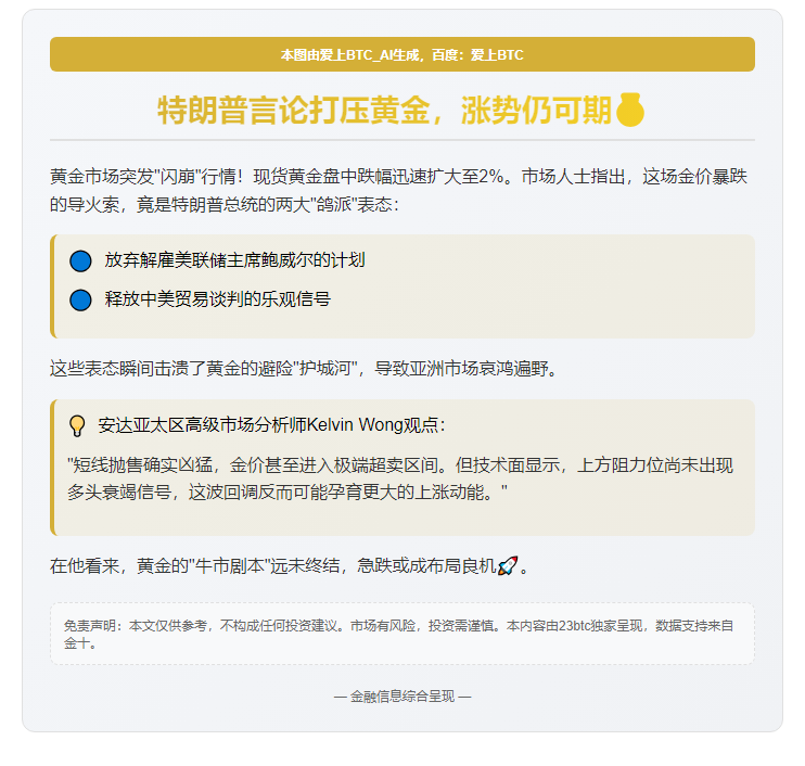 特朗普言论打压黄金，涨势仍可期