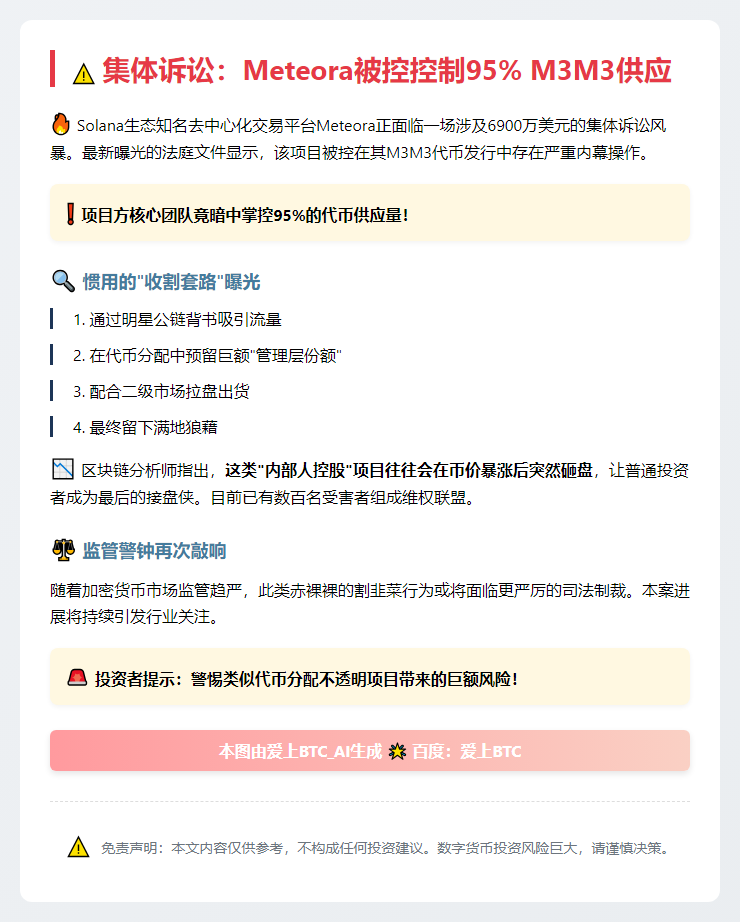 集体诉讼：Meteora被控控制95% M3M3供应