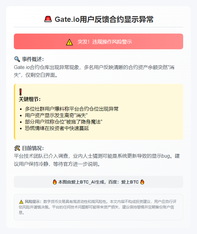 Gate.io用户反馈合约显示异常