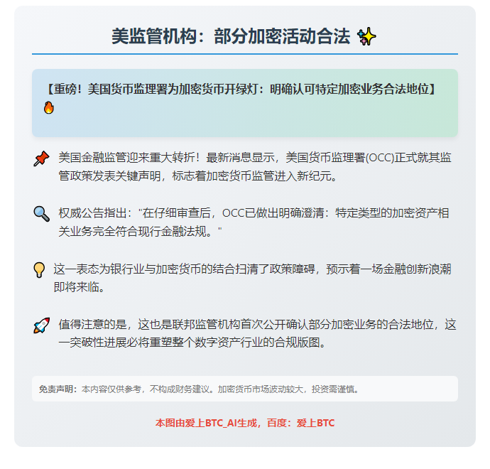 美监管机构：部分加密活动合法