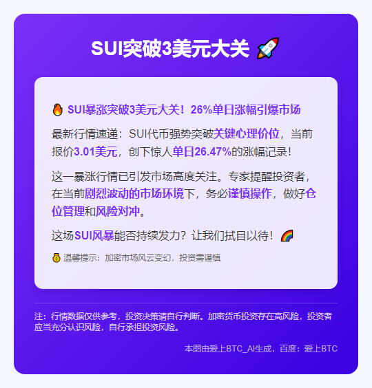 SUI突破3美元