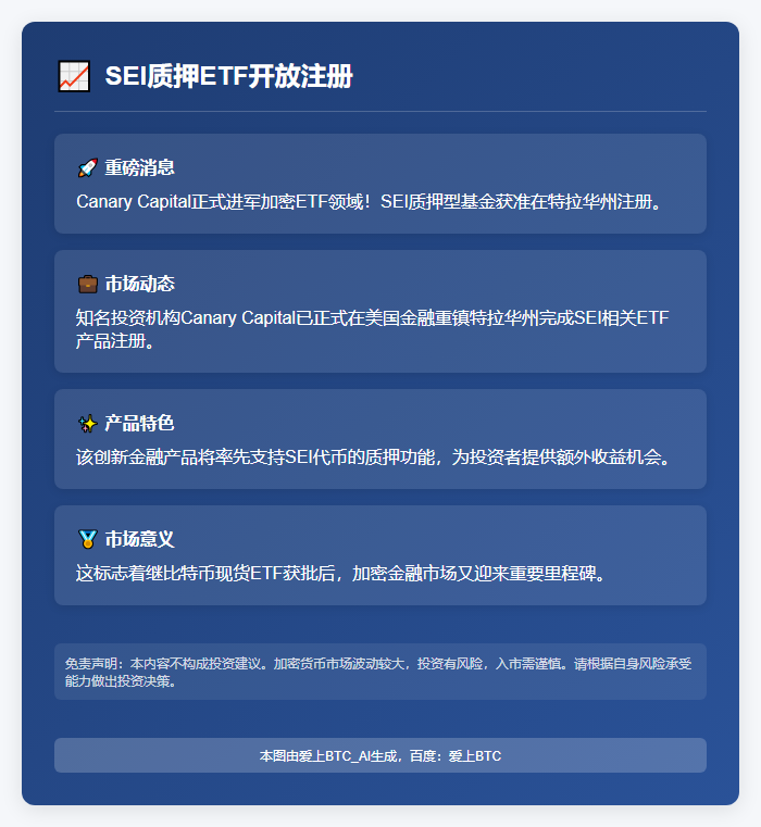 "SEI质押ETF开放注册"