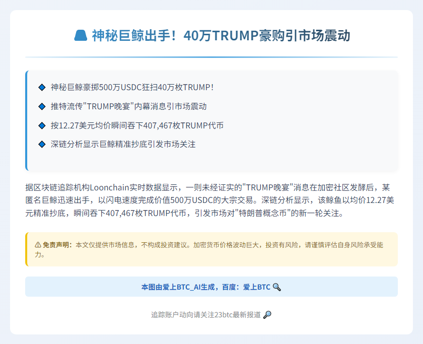 巨鲸40万TRUMP押注晚宴消息