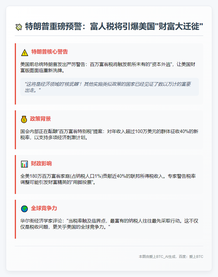 特朗普：加税将致富人出走