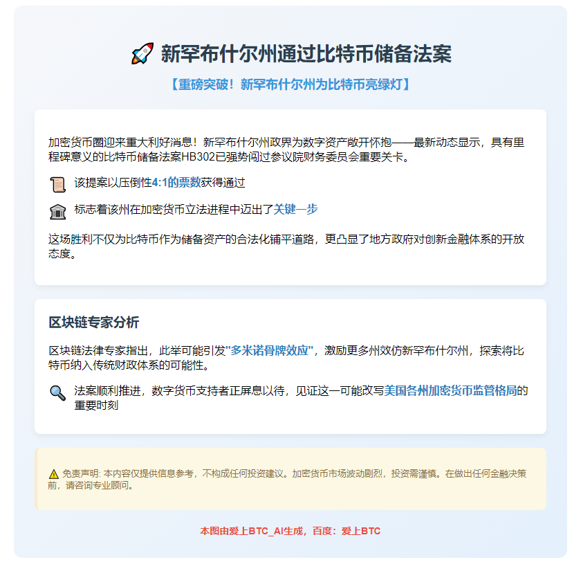 新罕布什尔州通过比特币储备法案