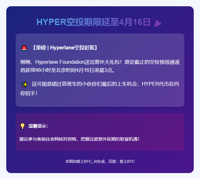 HYPER空投期限延至4月16日