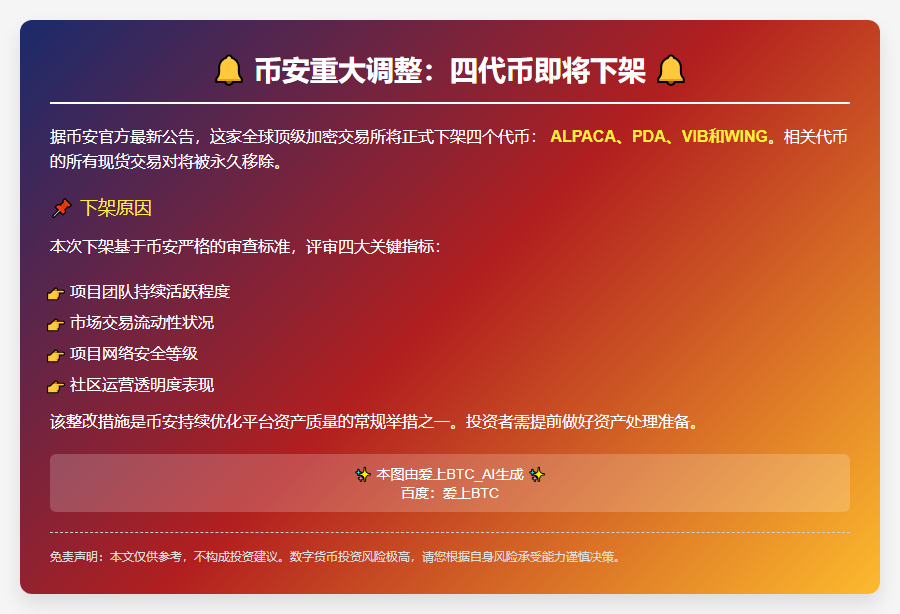 币安5月2日下架四代币