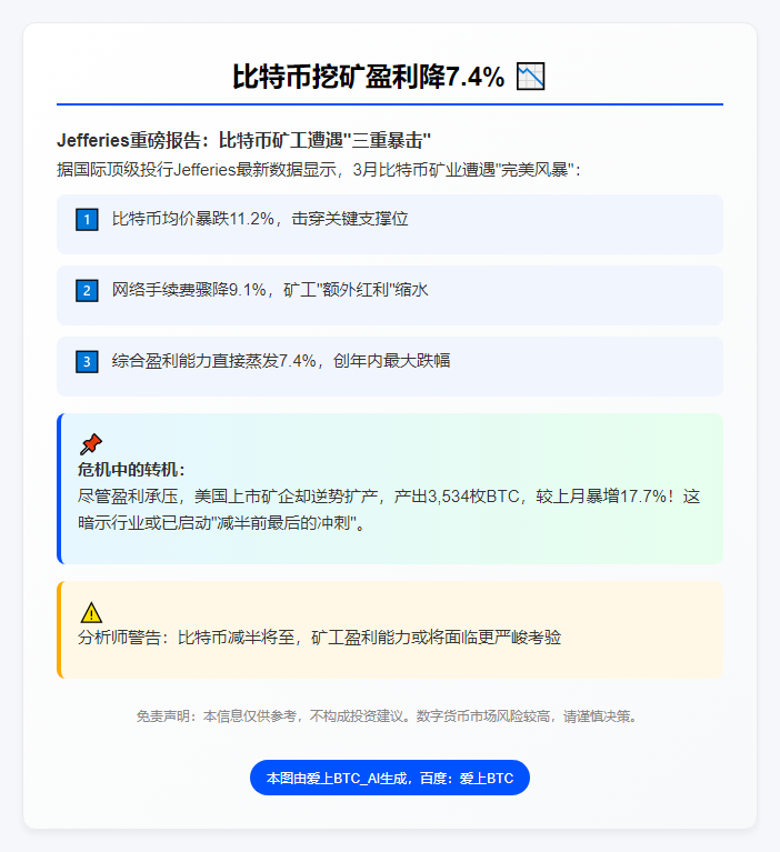 3月比特币挖矿盈利降7.4%