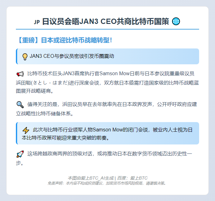 日议员会晤JAN3 CEO共商比特币国策