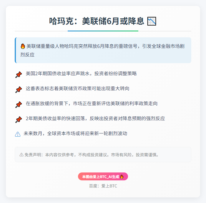 哈玛克：美联储6月或降息