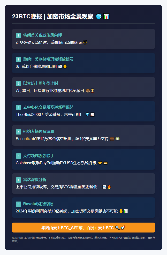23btc晚报 | 4月24日要闻速览