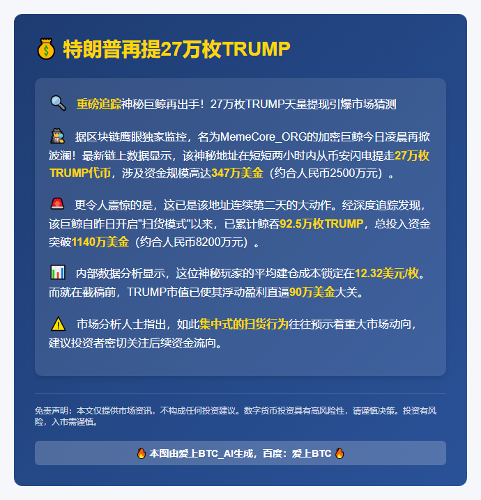 特朗普再提27万枚TRUMP