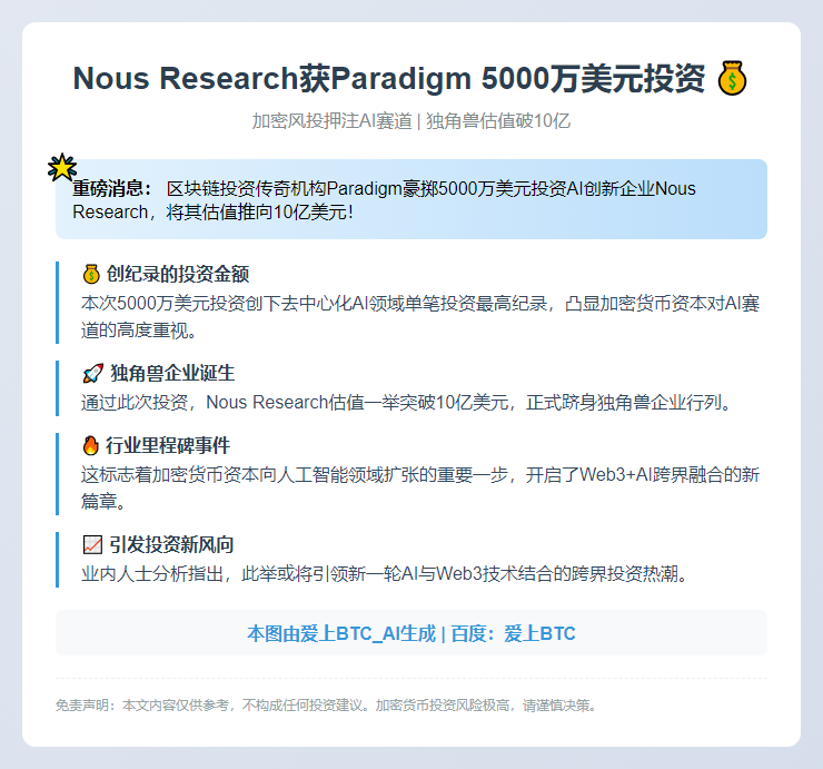 Nous Research获Paradigm 5000万美元投资