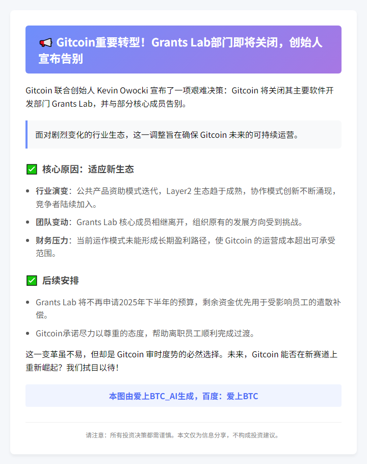 Gitcoin关闭Grants Lab