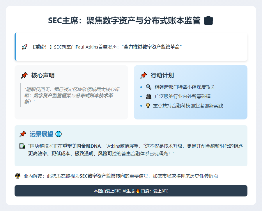 SEC主席：聚焦数字资产与分布式账本监管