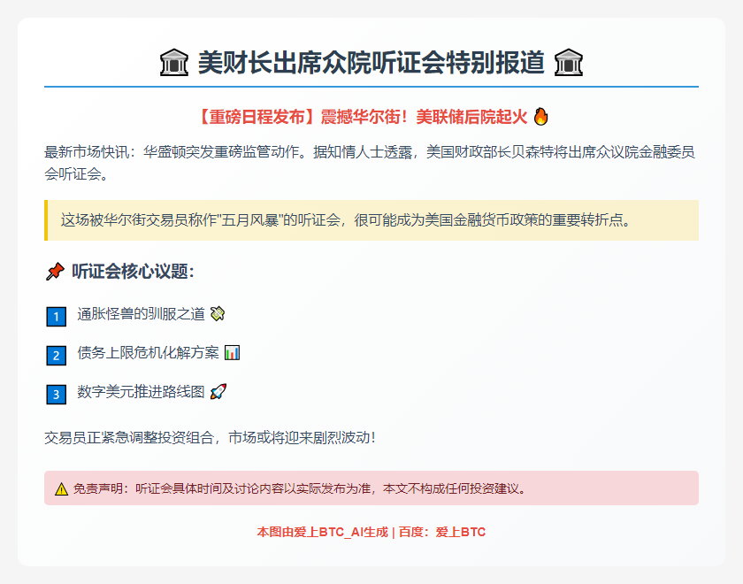 美财长5月7日出席众院听证会