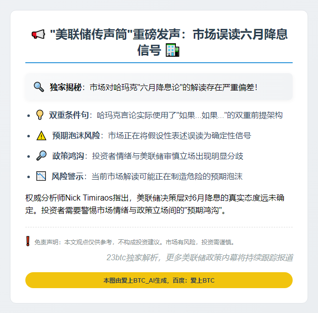 "美联储传声筒"：市场误读六月降息信号