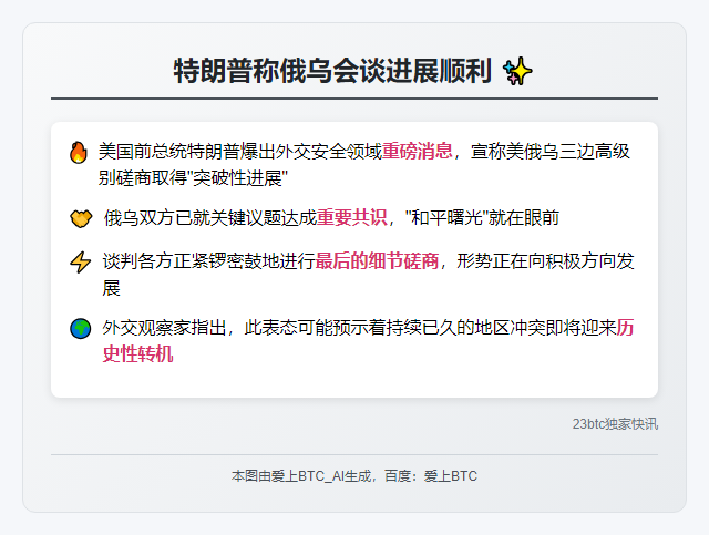 特朗普称俄乌会谈进展顺利