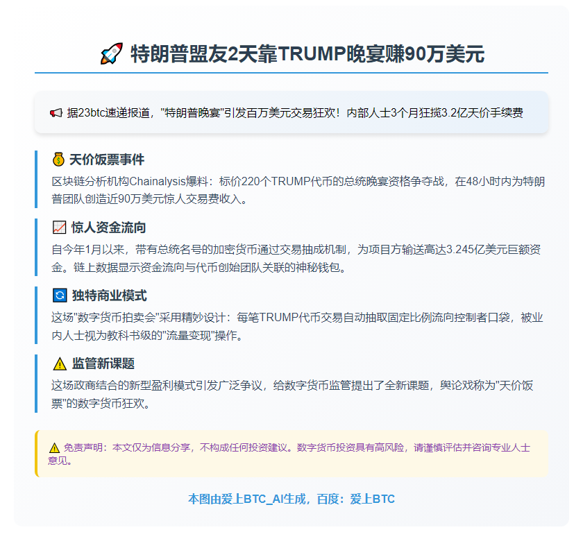 特朗普盟友2天靠TRUMP晚宴赚90万美元