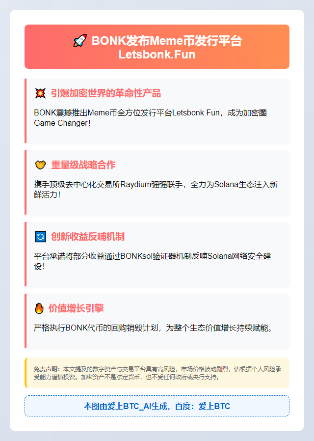 BONK发布Meme币发行平台Letsbonk.Fun