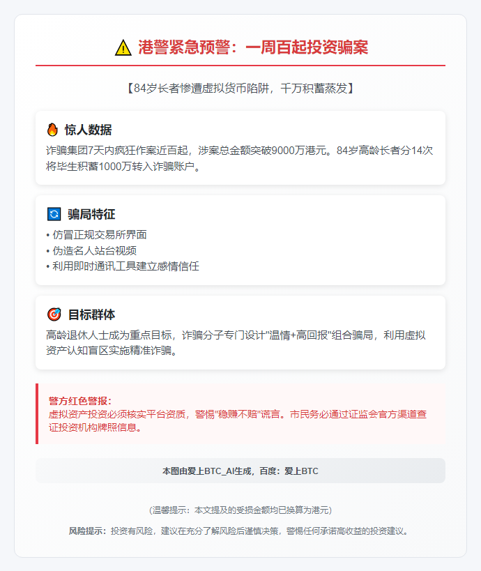 港警：一周百起投资骗案 八旬翁失千万